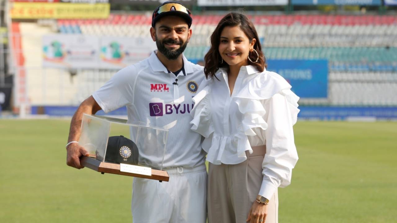 Virat Kohli with wife Anushka Sharma on the morning of his 100th Test, India vs Sri Lanka, 1st Test, Mohali, 1st day, March 4, 2022
