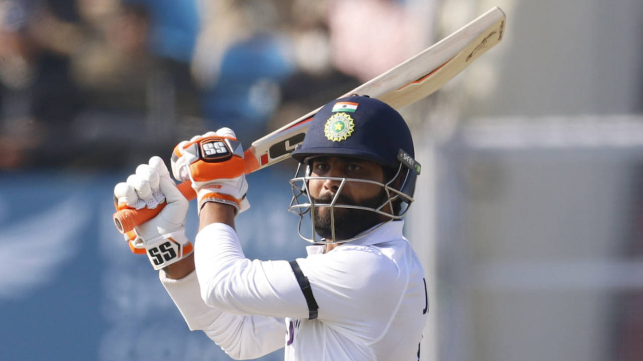 Ravindra Jadeja cuts uppishly, India vs Sri Lanka, 1st Test, Mohali, 2nd day, March 5, 2022