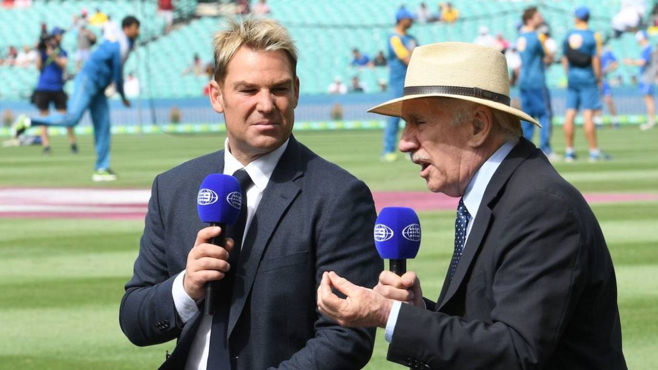 Shane Warne and Ian Chappell commentate for Channel 9, 3rd Test, Sydney, 1st day, January 3, 2017