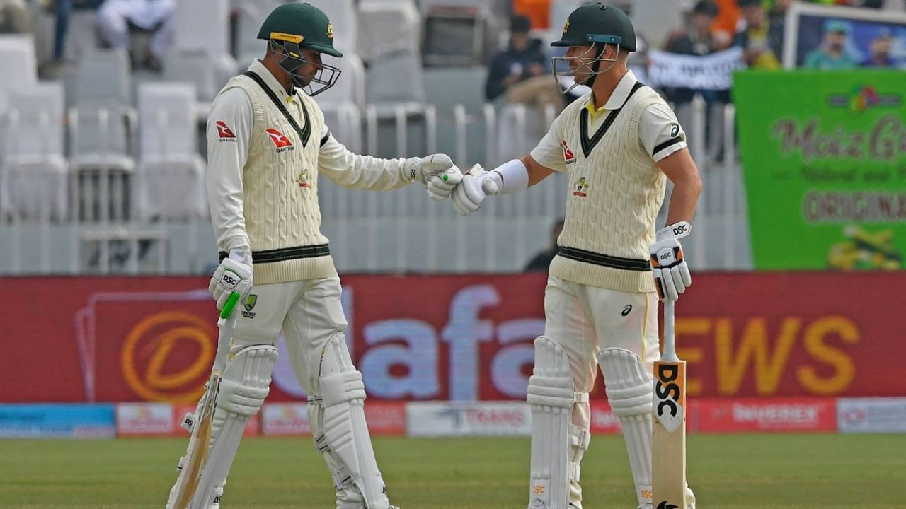 Usman Khawaja and David Warner dominated proceedings on the third morning, Pakistan vs Australia, 1st Test, Rawalpindi, 3rd day, March 6, 2022