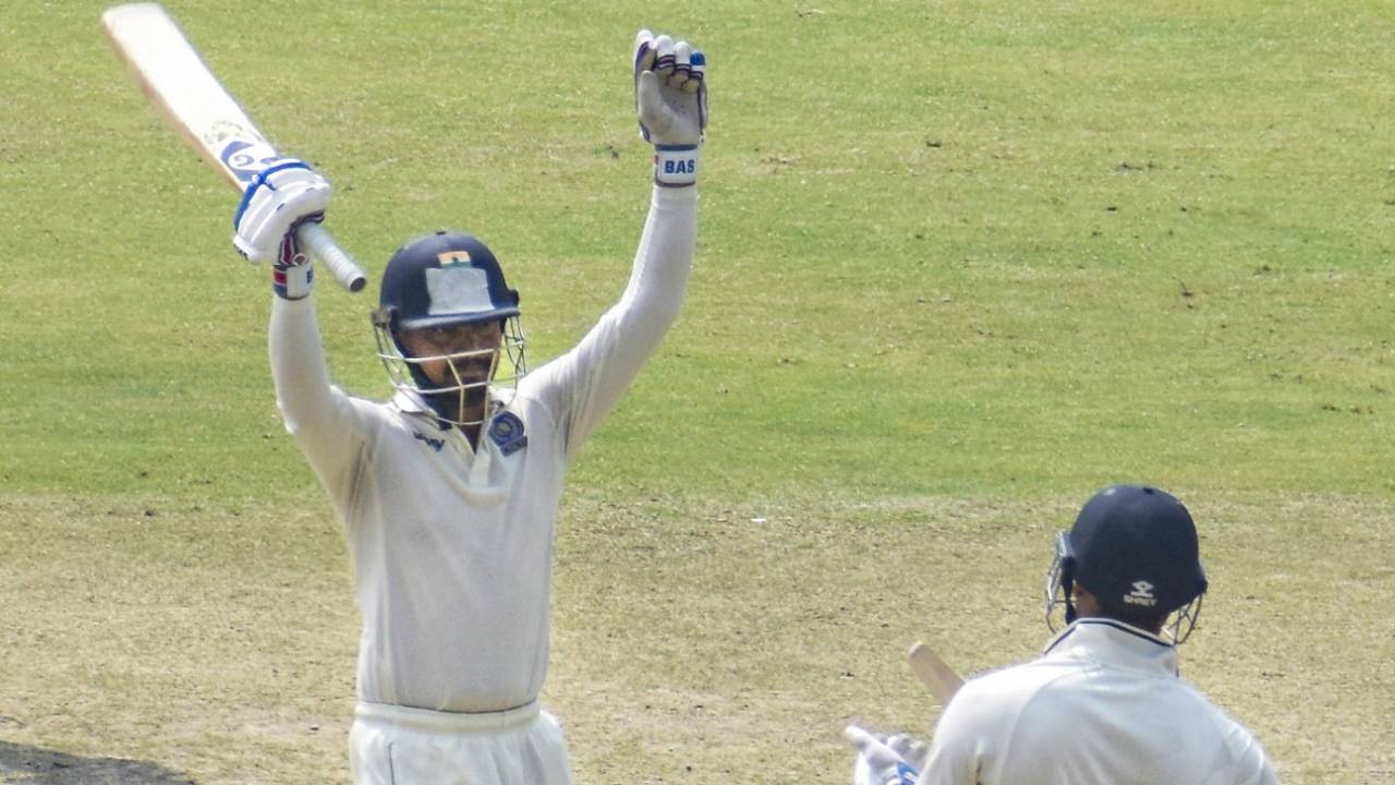 Amandeep Khare celebrates his century, Chhattisgarh vs Delhi, Ranji Trophy 2021-22, 2nd day, Guwahati, March 4, 2022