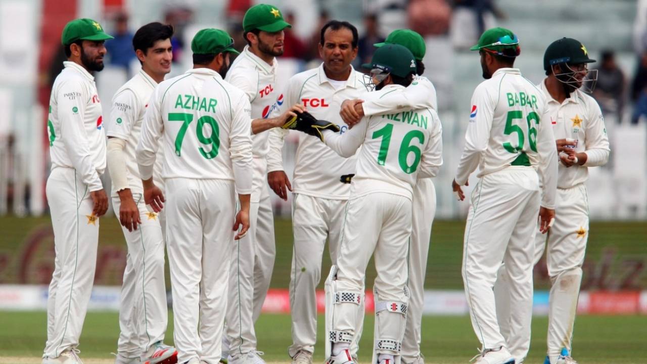 Nauman Ali celebrates after dismissing Travis Head, Pakistan vs Australia, 1st Test, Rawalpindi, 4th day, March 7, 2022