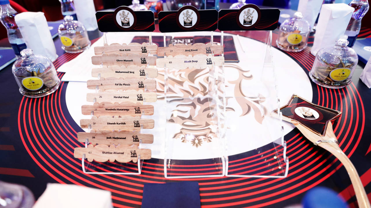 A view of the Royal Challengers Bangalore's table at the IPL auction, Bengaluru, February 13, 2022