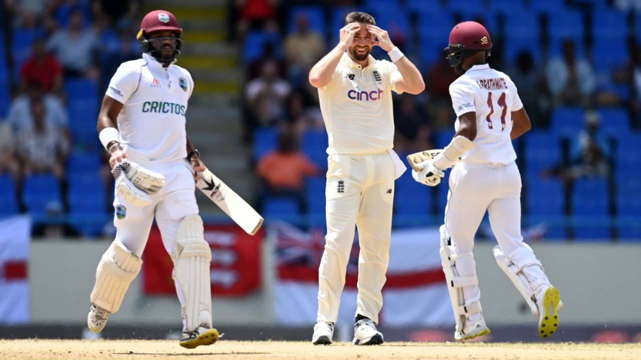 Chris Woakes rues another scoring shot from West Indies' openers, West Indies vs England, 1st Test, Antigua, 2nd day, March 9, 2022