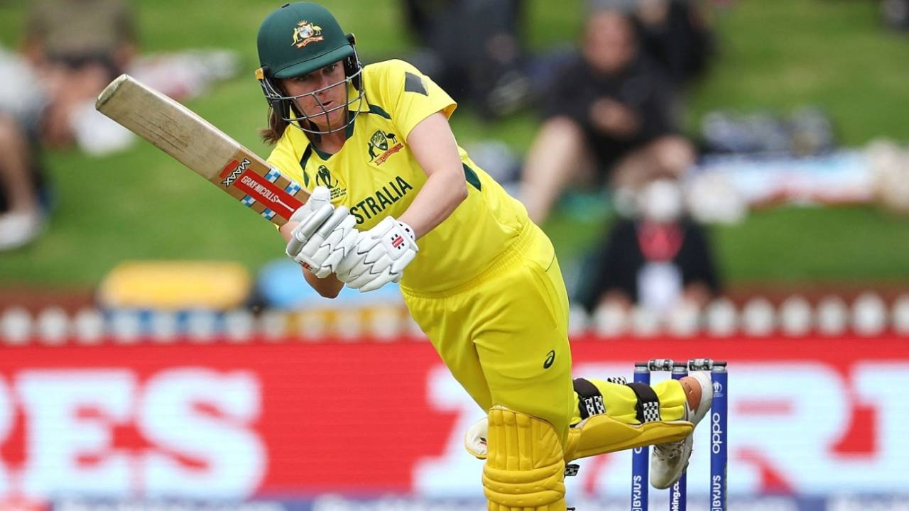 Tahlia McGrath whips one through the leg side, New Zealand vs Australia,  Women's World Cup 2022, Wellington, March 13, 2022
