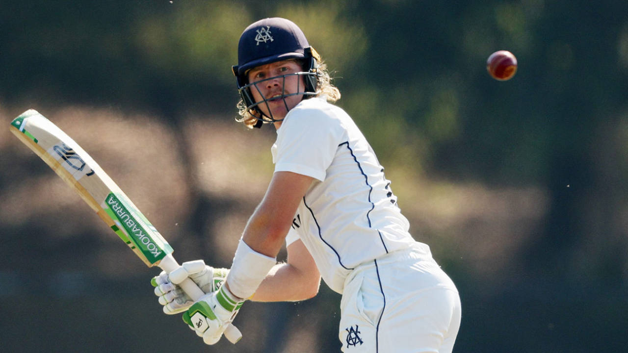 Will Pucovski in action for Victoria's 2nd XI on his return from concussion, Victoria 2nd XI vs Tasmania 2nd XI, Merv Hughes Oval, March 14, 2022