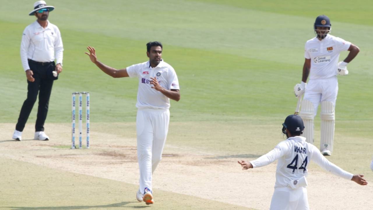 R Ashwin had Dhananjaya de Silva caught by Hanuma Vihari at short leg to go past Dale Steyn on the most-Test-wickets chart, India vs Sri Lanka, 2nd Test, Bengaluru, 3rd day, March 14, 2022