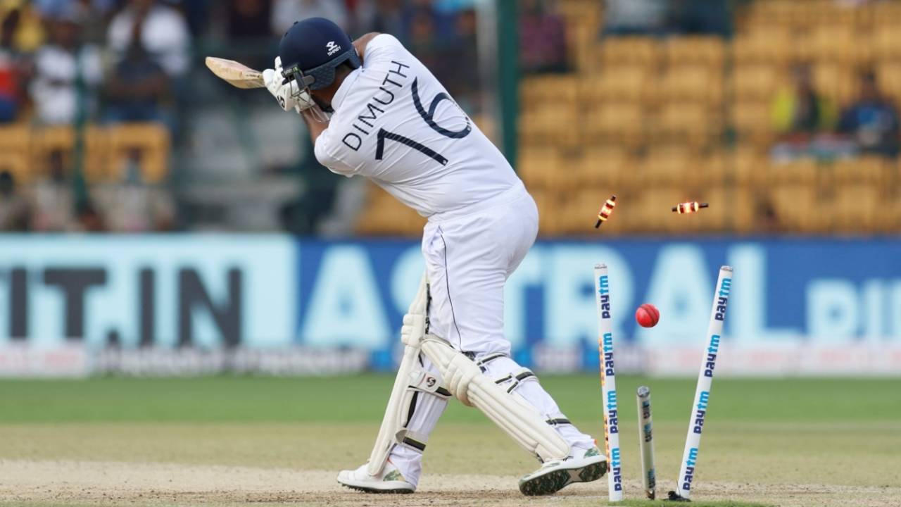 Jasprit Bumrah cleaned up centurion Dimuth Karunaratne, India vs Sri Lanka, 2nd Test, Bengaluru, 3rd day, March 14, 2022