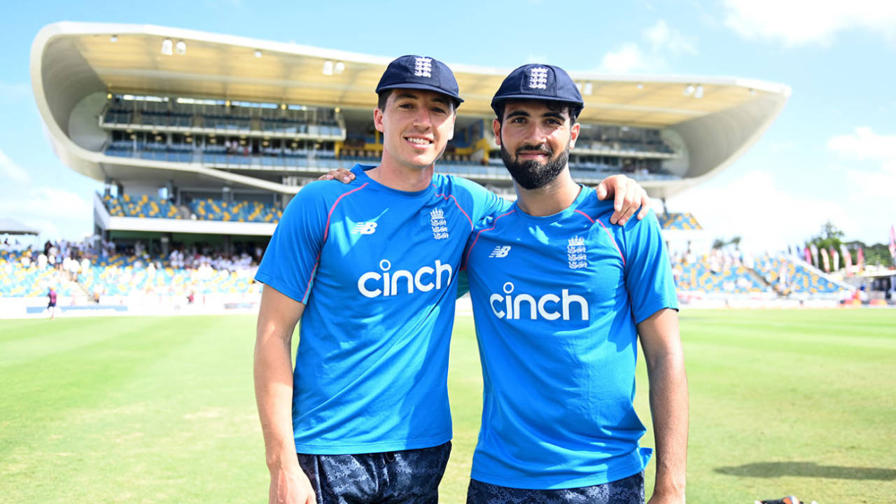 Matt Fisher and Saqib Mahmood made their England Test debuts, West Indies vs England, 2nd Test, Kensington Oval, Barbados, 1st day, March 16, 2022