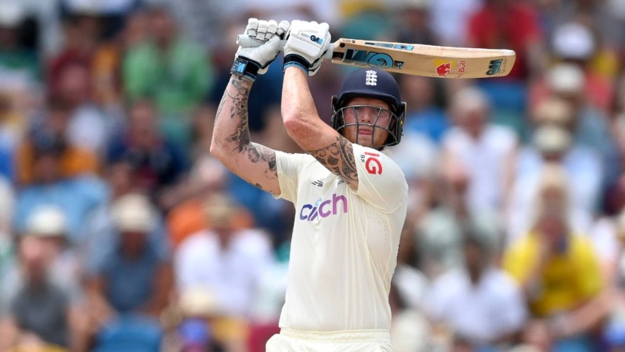 Ben Stokes drives through the off side, West Indies vs England, 2nd Test, Kensington Oval, 2nd day, Barbados, March 17, 2022