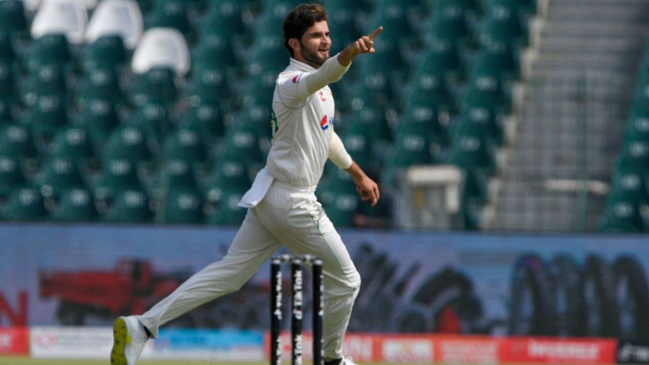 Shaheen Shah Afridi celebrates after dismissing Marnus Labuschagne, Pakistan vs Australia, 3rd Test, Lahore, 1st day, March 21, 2022