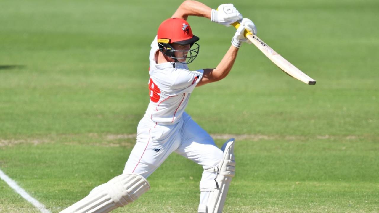 Nathan McSweeney drives through cover, South Australia vs New South Wales, Sheffield Shield, day 4, Adelaide, March 26, 2022