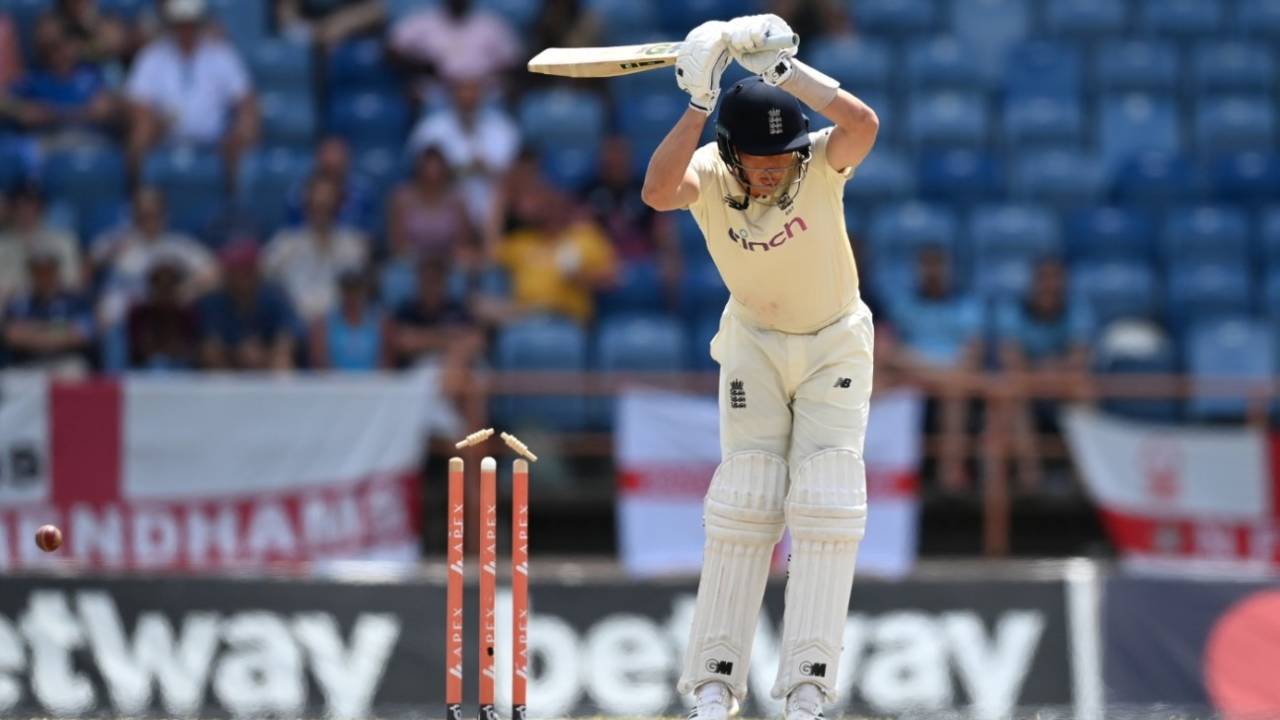Dan Lawrence shoulders arms and is bowled for 0, West Indies vs England, 3rd Test, Grenada, 3rd day, March 26, 2022
