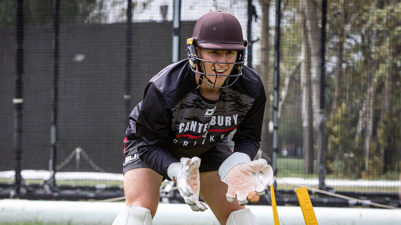 Mitchell Hay goes through a wicketkeeping drill