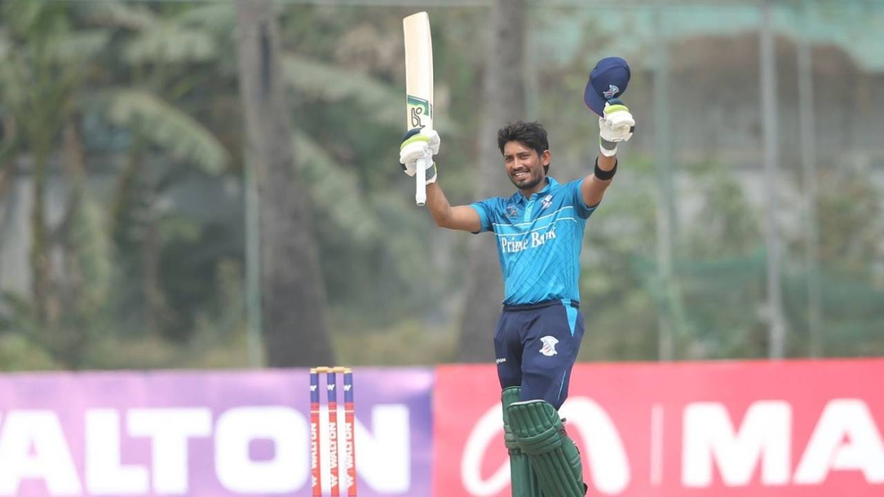 Anamul Haque (184) has the record for the highest List A score in Bangladesh, Prime Bank Cricket Club vs Shinepukur Cricket Club, Dhaka Premier League, Savar, March 27, 2022