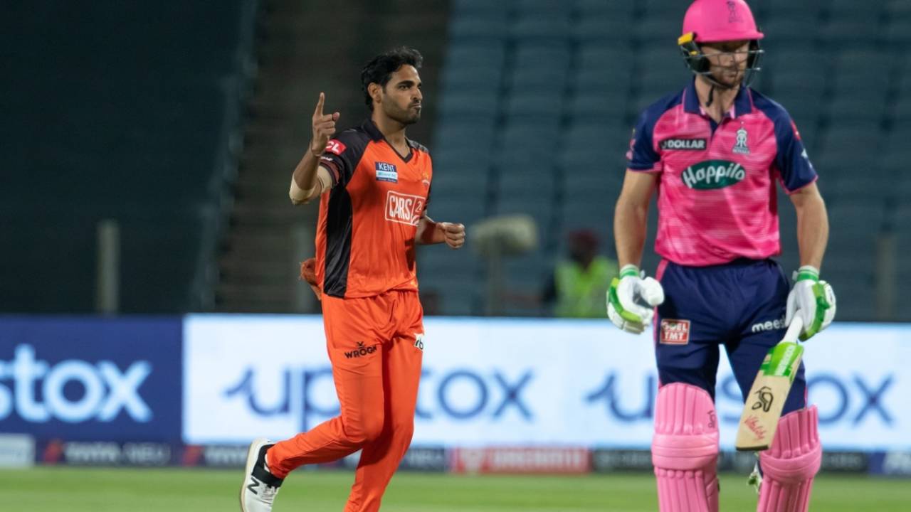 Bhuvneshwar Kumar thought he'd dismissed Jos Buttler, but it was off a no-ball, Rajasthan Royals vs Sunrisers Hyderabad, IPL 2022, Pune, March 29, 2022