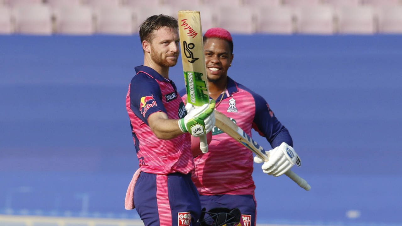 Jos Buttler hit a 66-ball century, and Shimron Hetmyer provided the late impetus with a 14-ball 35&nbsp;&nbsp;&bull;&nbsp;&nbsp;BCCI