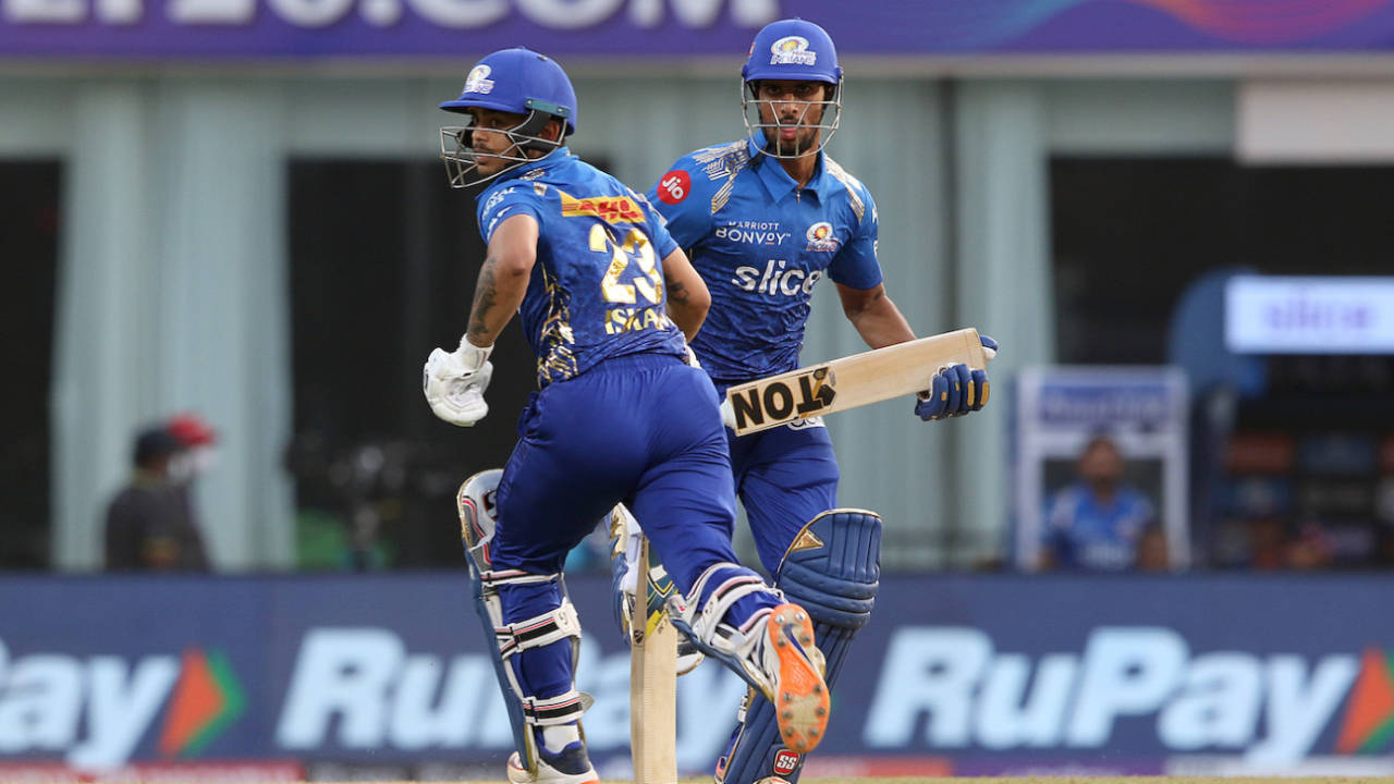 Ishan Kishan and Tilak Varma put up a half-century stand for the third wicket, Mumbai Indians vs Rajasthan Royals, IPL 2022, Mumbai, April 2, 2022