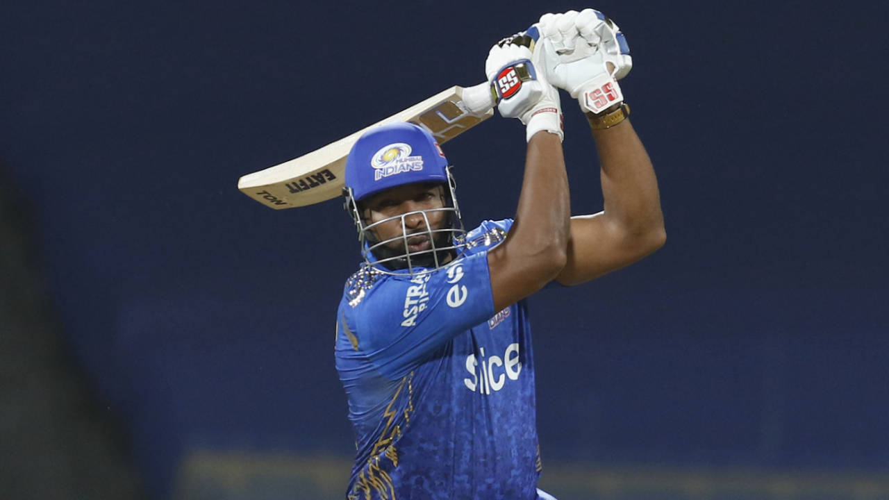 Kieron Pollard pulled out the big hits at the close, Mumbai Indians vs Rajasthan Royals, IPL 2022, Mumbai, April 2, 2022
