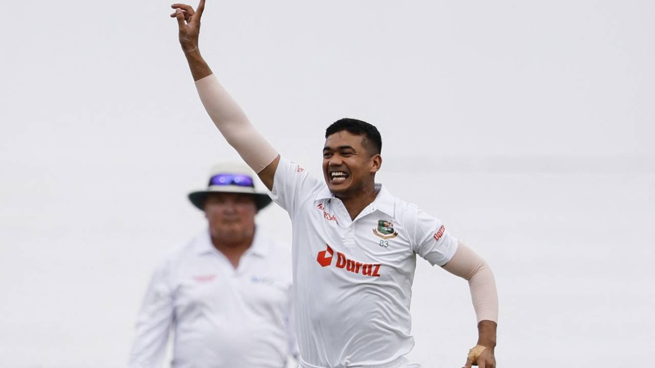 Taskin Ahmed celebrates after getting a wicket, South Africa vs Bangladesh, 1st Test, Durban, 4th Day, April 3, 2022