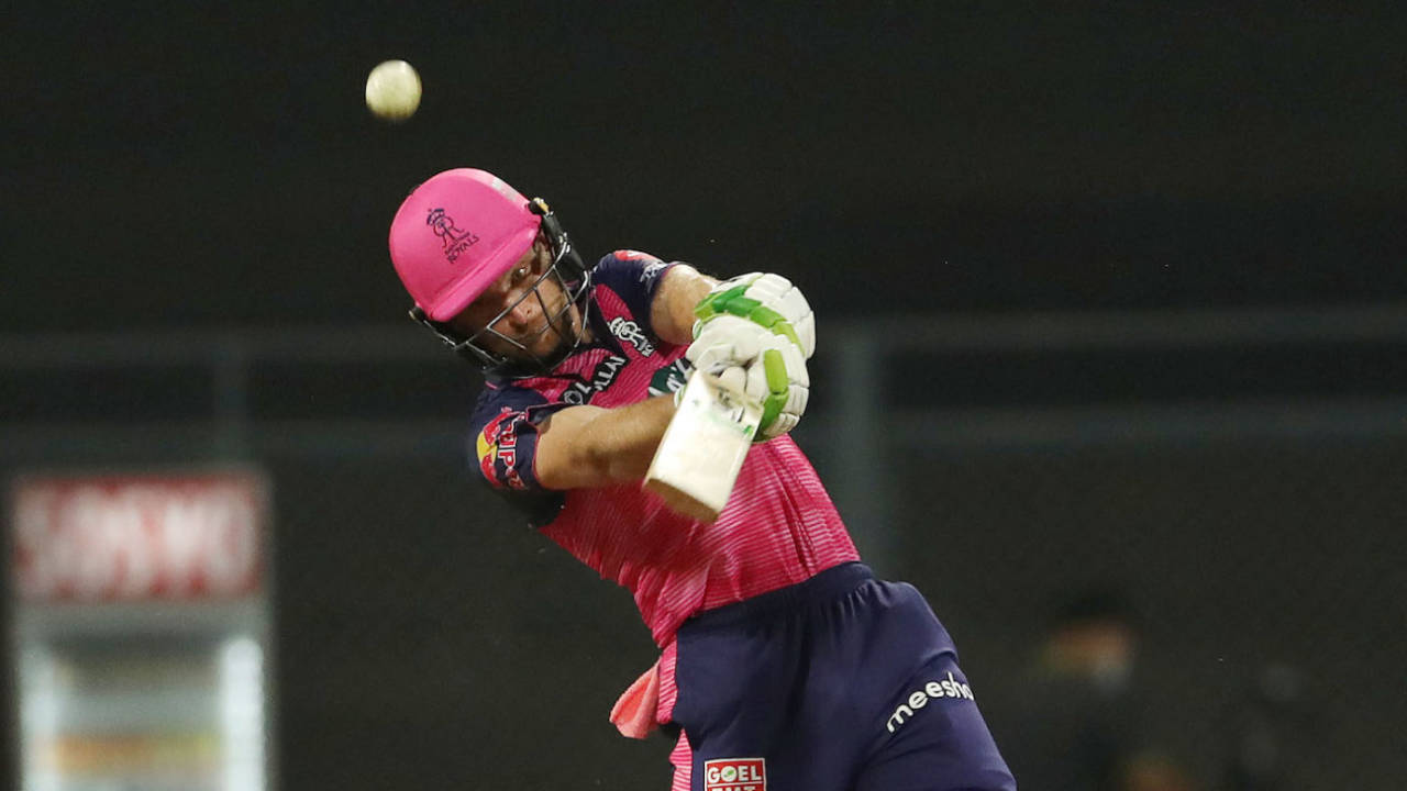 Jos Buttler's unbeaten 47-ball 70 included six sixes, and no fours, Rajasthan Royals vs Royal Challengers Bangalore, IPL 2022, Mumbai, April 5, 2022