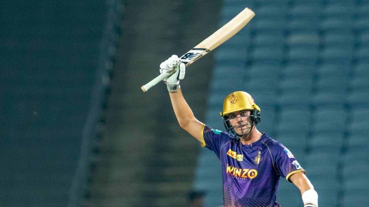 Pat Cummins got to a fifty off 14 balls - the joint-fastest in the IPL, Kolkata Knight Riders vs Mumbai Indians, IPL 2022, Pune, April 6, 2022