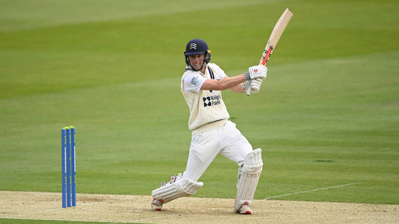 Josh de Caires cuts on the first morning at Lord's, Middlesex vs Derbyshire, LV= Insurance Championship, Division Two, Lord's, April 7, 2022