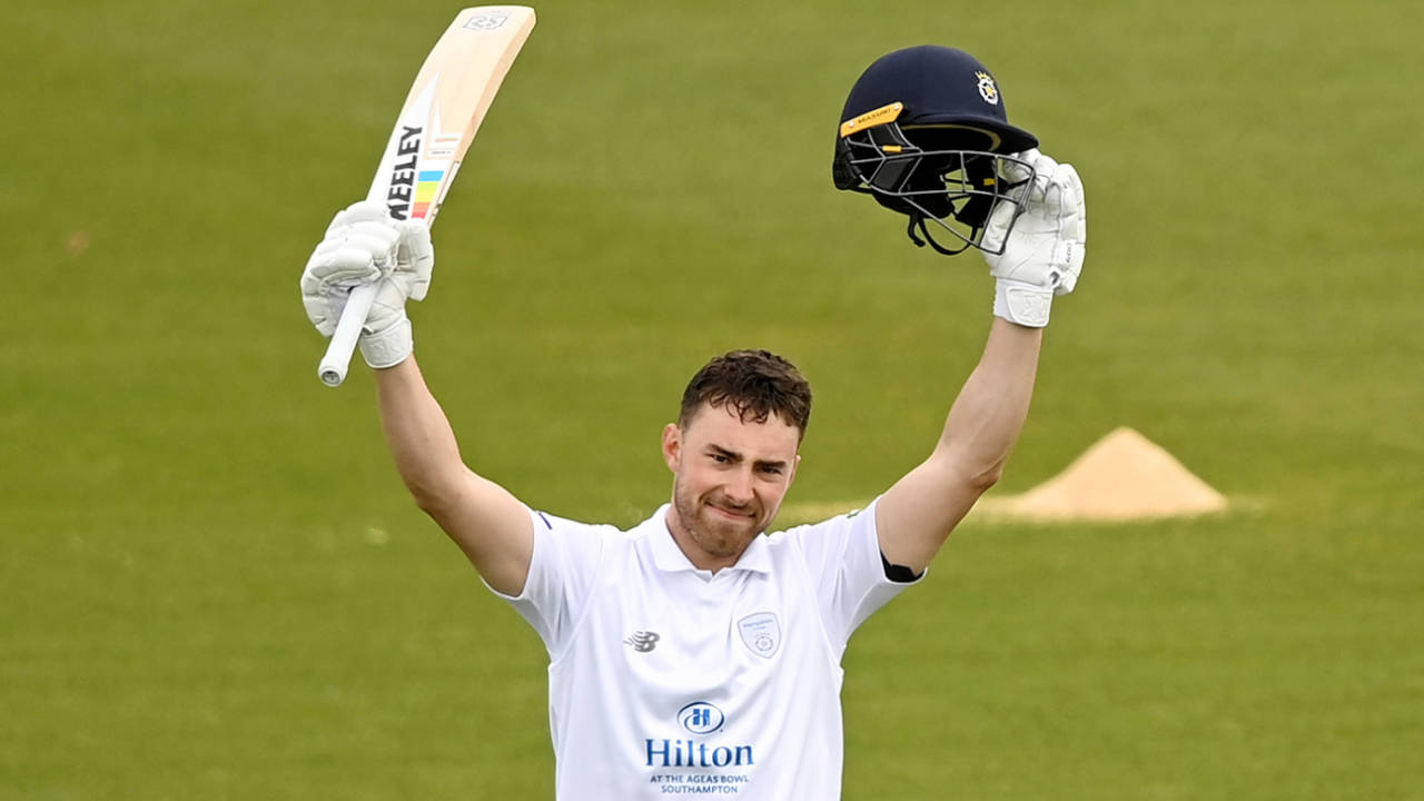 Joe Weatherley scored the second first-class hundred of his career, Hampshire vs Somerset, LV= Insurance Championship, Division One, Ageas Bowl, April 8, 2022