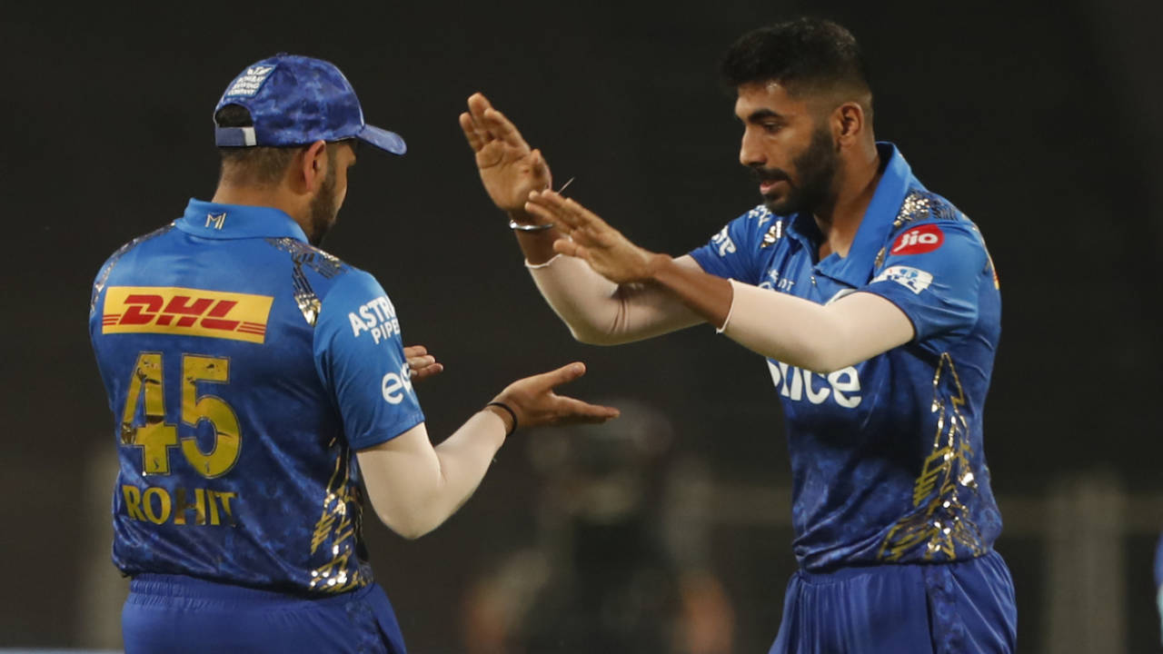 Jasprit Bumrah celebrates the wicket of Liam Livingstone, Mumbai Indians vs Punjab Kings, IPL 2022, Pune, April 13, 2022