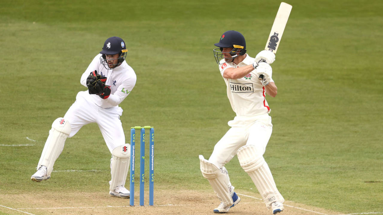 Dane Vilas works one to the off side, Kent vs Lancashire, LV= Insurance County Championship division one, 1st day, Canterbury, April 14, 2022