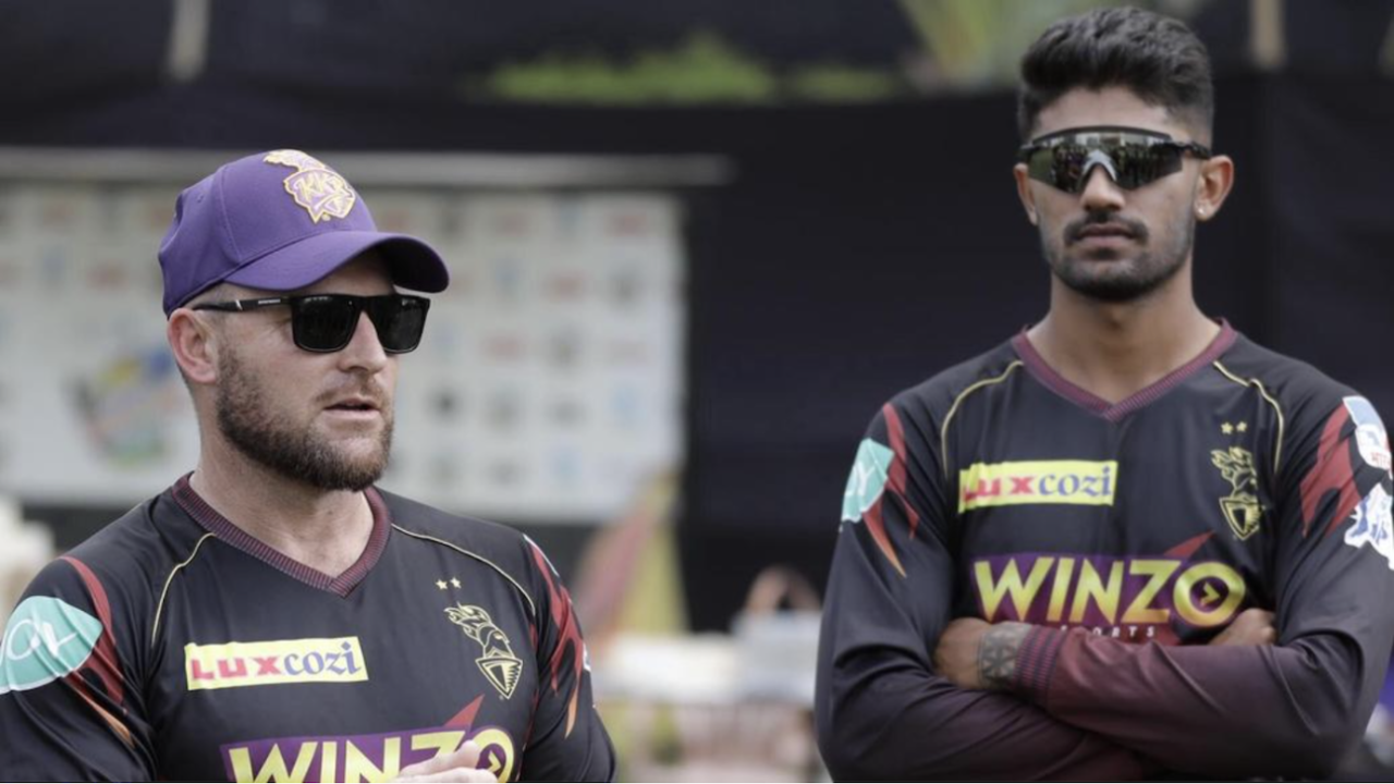 Aman Khan, pictured here with Brendon McCullum, is one of the new faces in the Knight Riders squad&nbsp;&nbsp;&bull;&nbsp;&nbsp;KKR