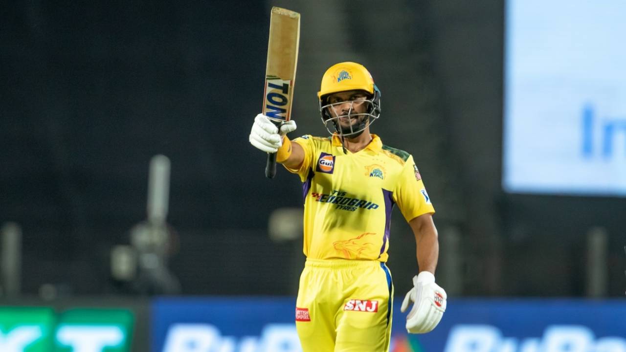 Ruturaj Gaikwad celebrates his first fifty of the season, Gujarat Titans vs Chennai Super Kings, IPL 2022, Pune, April 17, 2022