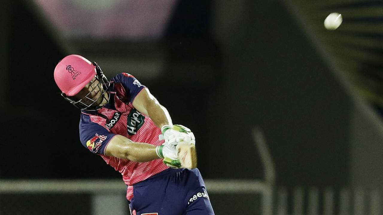 Jos Buttler got going quickly, and got Royals speeding along in the powerplay, Kolkata Knight Riders vs Rajasthan Royals, IPL 2022, Brabourne Stadium, Mumbai, April 18, 2022