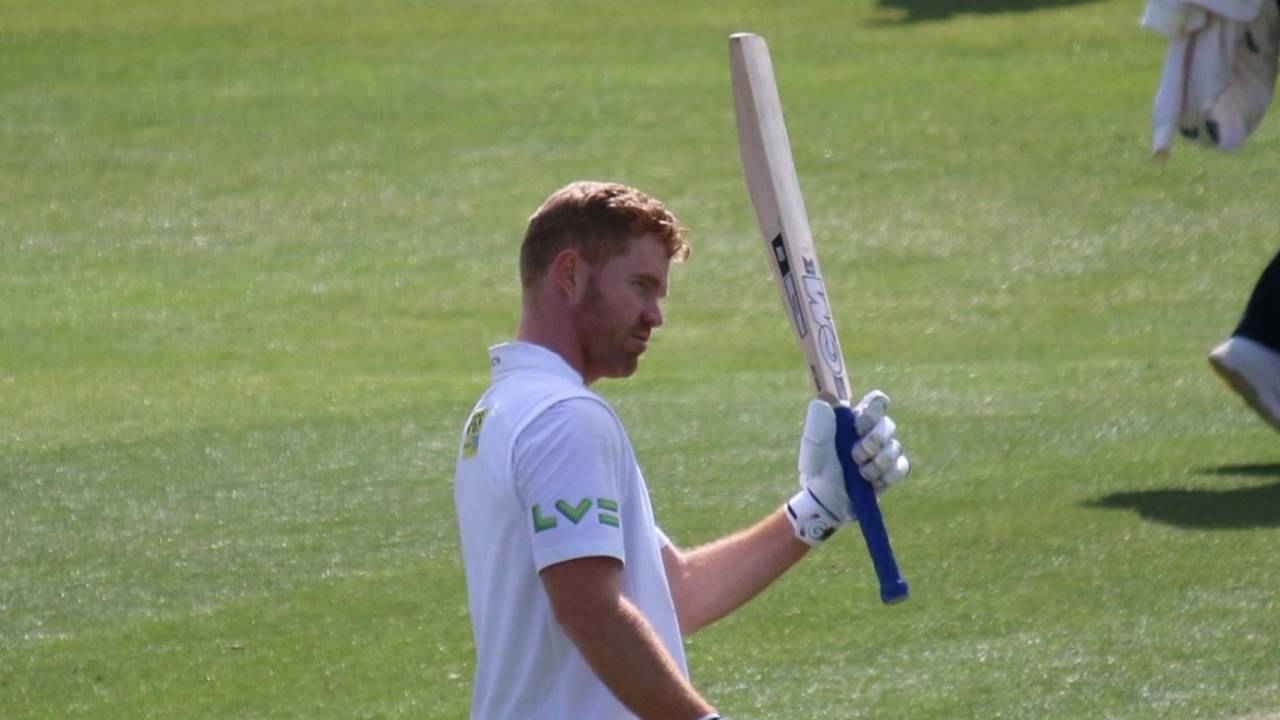 Ben Compton acknowledges the applause for his century on debut for Kent, Essex vs Kent, April 9, 2022