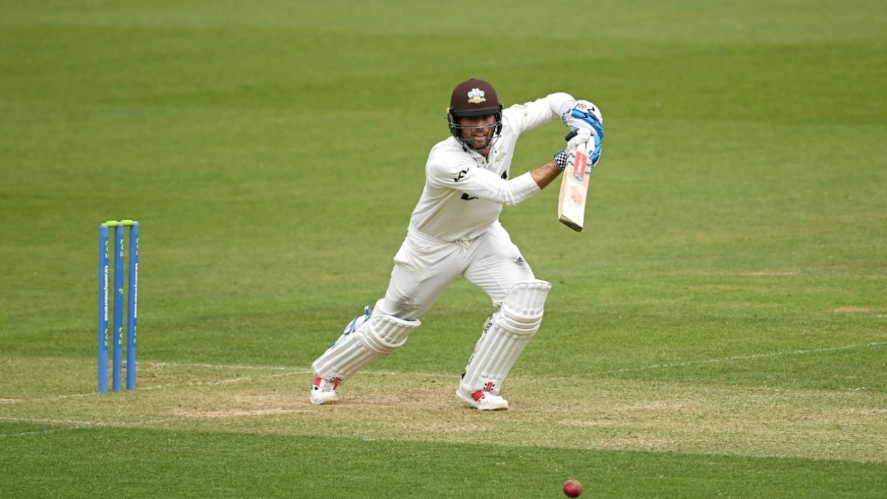 Ben Foakes drives through the covers, Surrey vs Somerset, LV= Insurance Championship, Division One, The Kia Oval, 2nd day,  April 22, 2022