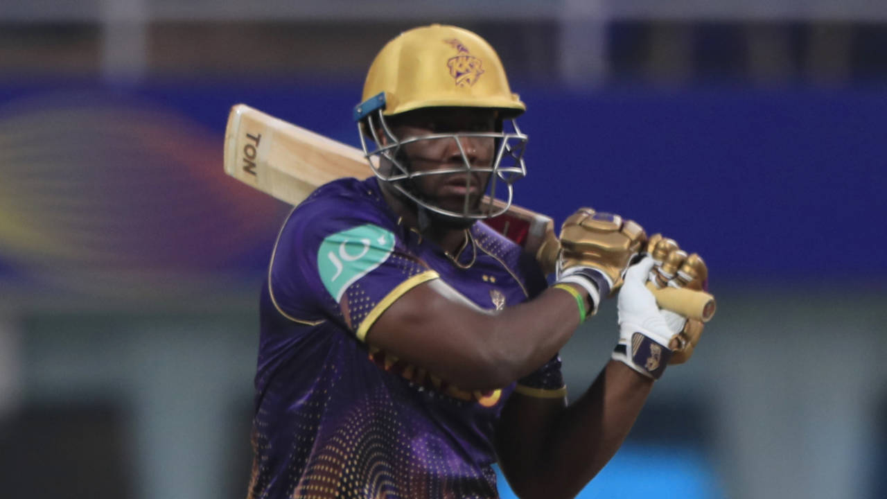 Andre Russell, not for the first time, was Knight Riders' big hope at the close, Gujarat Titans vs Kolkata Knight Riders, IPL 2022, DY Patil Stadium, Mumbai, April 23, 2022