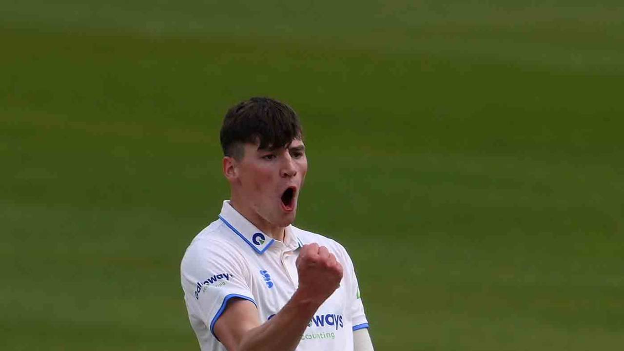 Henry Crocombe celebrates a breakthrough, Sussex v Durham, LV= Insurance Championship, Division Two, Hove, April 28, 2022