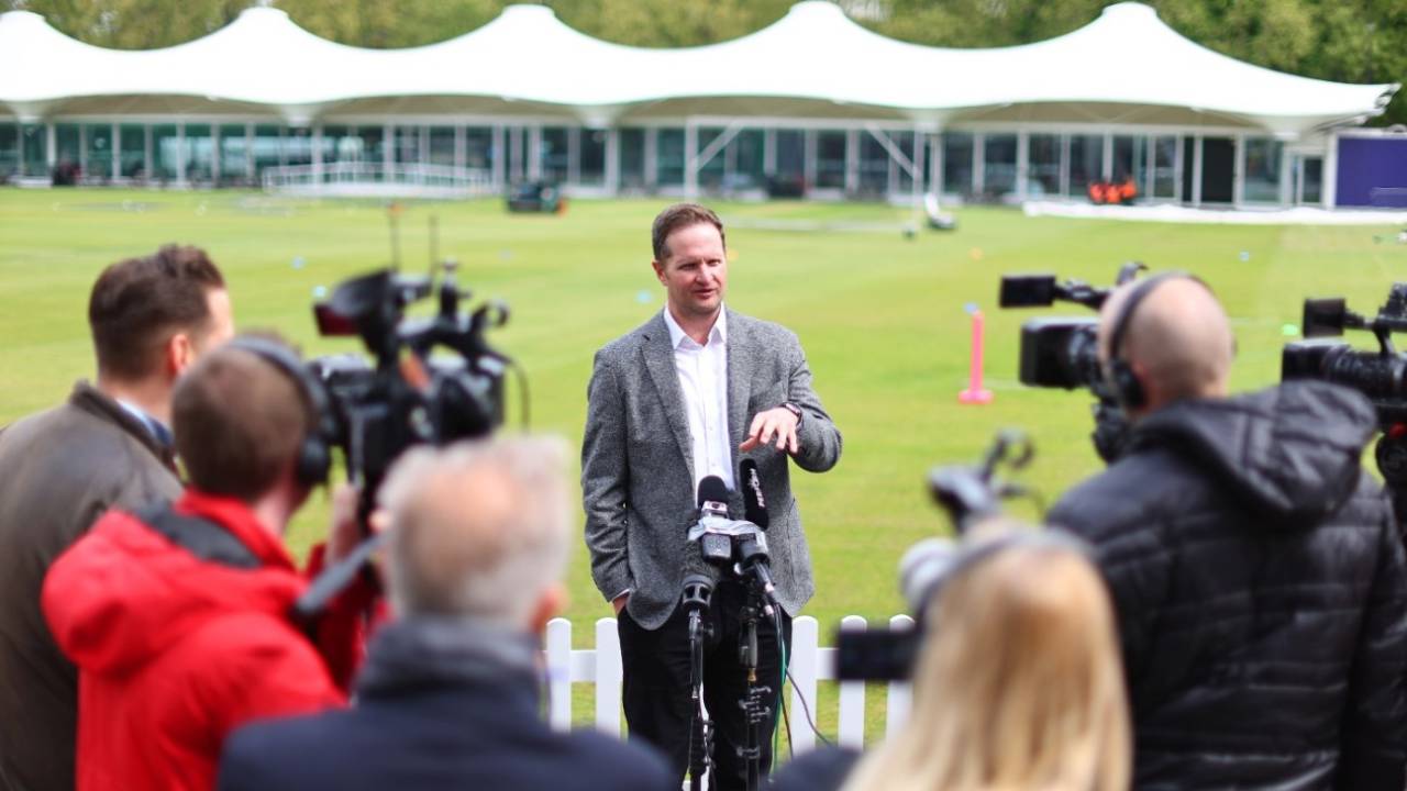Rob Key addresses the media as the ECB's new Managing Director of Cricket, Lord's, April 28, 2022