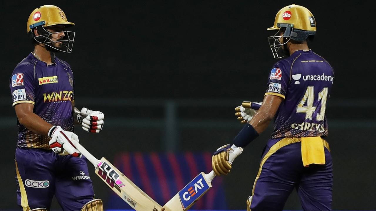 Shreyas Iyer and Nitish Rana stitched an important stand to get the KKR chase back on track, Kolkata Knight Riders vs Rajasthan Royals, IPL 2022, Wankhede Stadium, Mumbai, May 2, 2022