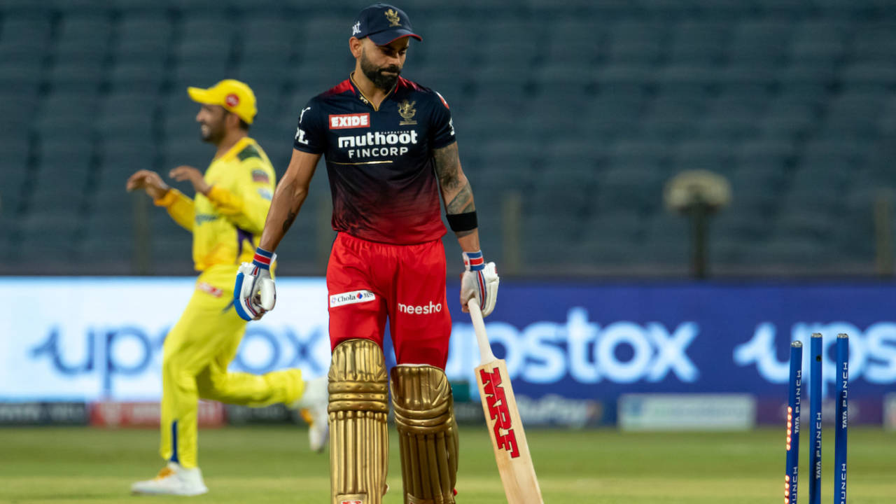 Virat Kohli leaves in disappointment after getting a steady start, Chennai Super Kings vs Royal Challengers Bangalore, IPL 2022, Pune, May 4, 2022
