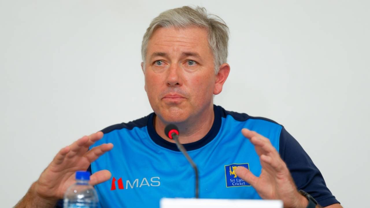 Sri Lanka head coach Chris Silverwood addresses a press conference, Colombo, May 5, 2022
