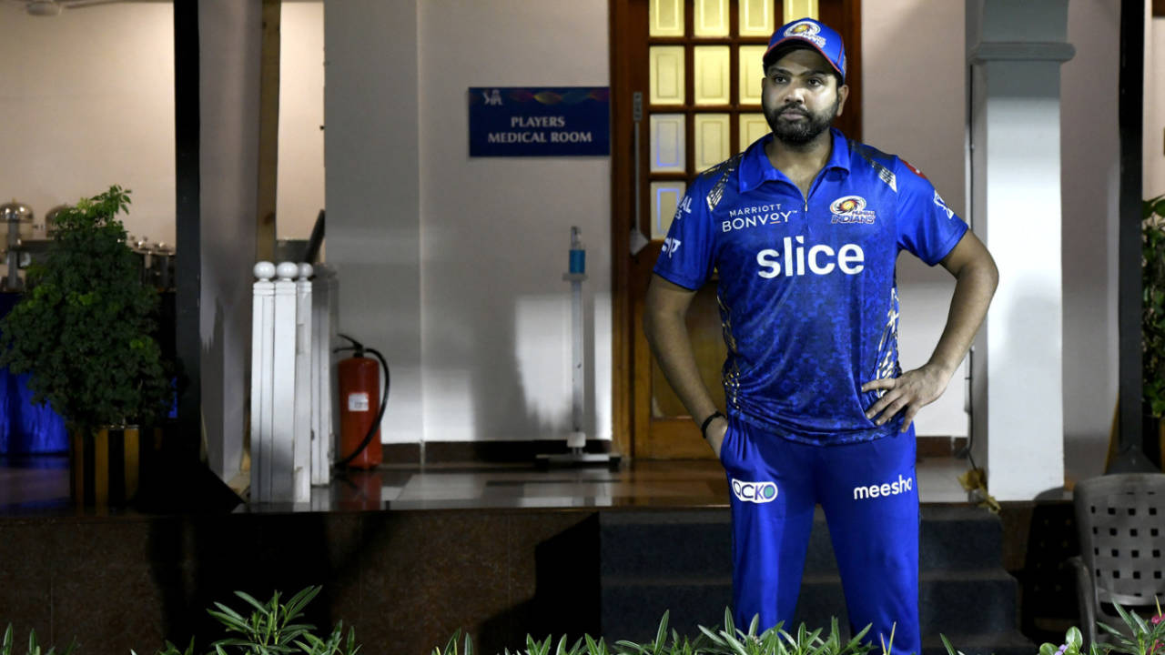 A sombre Rohit Sharma watches proceedings, Gujarat Titans vs Mumbai Indians, IPL 2022, Brabourne Stadium, Mumbai, May 6, 2022