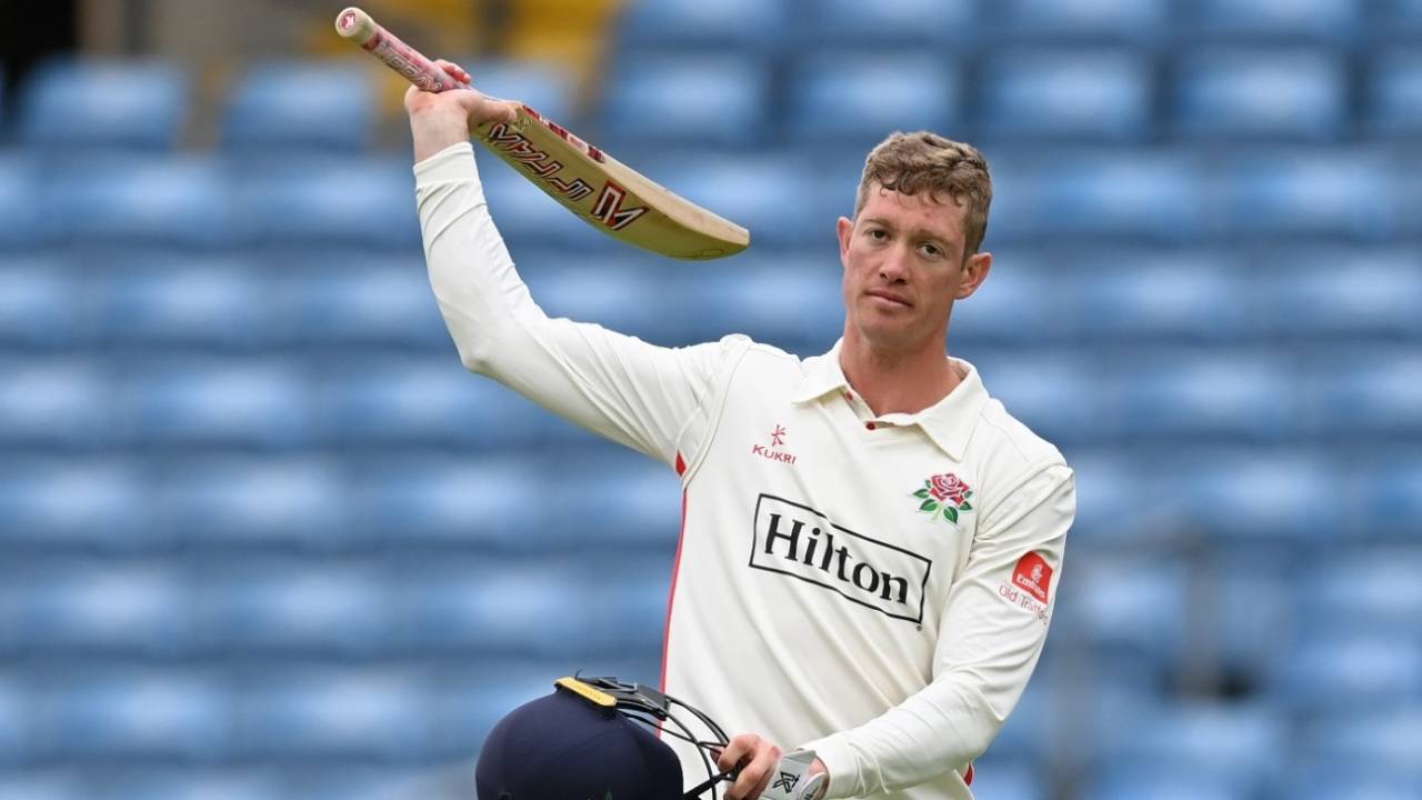 Keaton Jennings salutes the crowd as he leaves the field after being dismissed for 238, LV= Insurance County Championship, Division One, Yorkshire vs Lancashire, 2nd day, Headingley, May 13, 2022