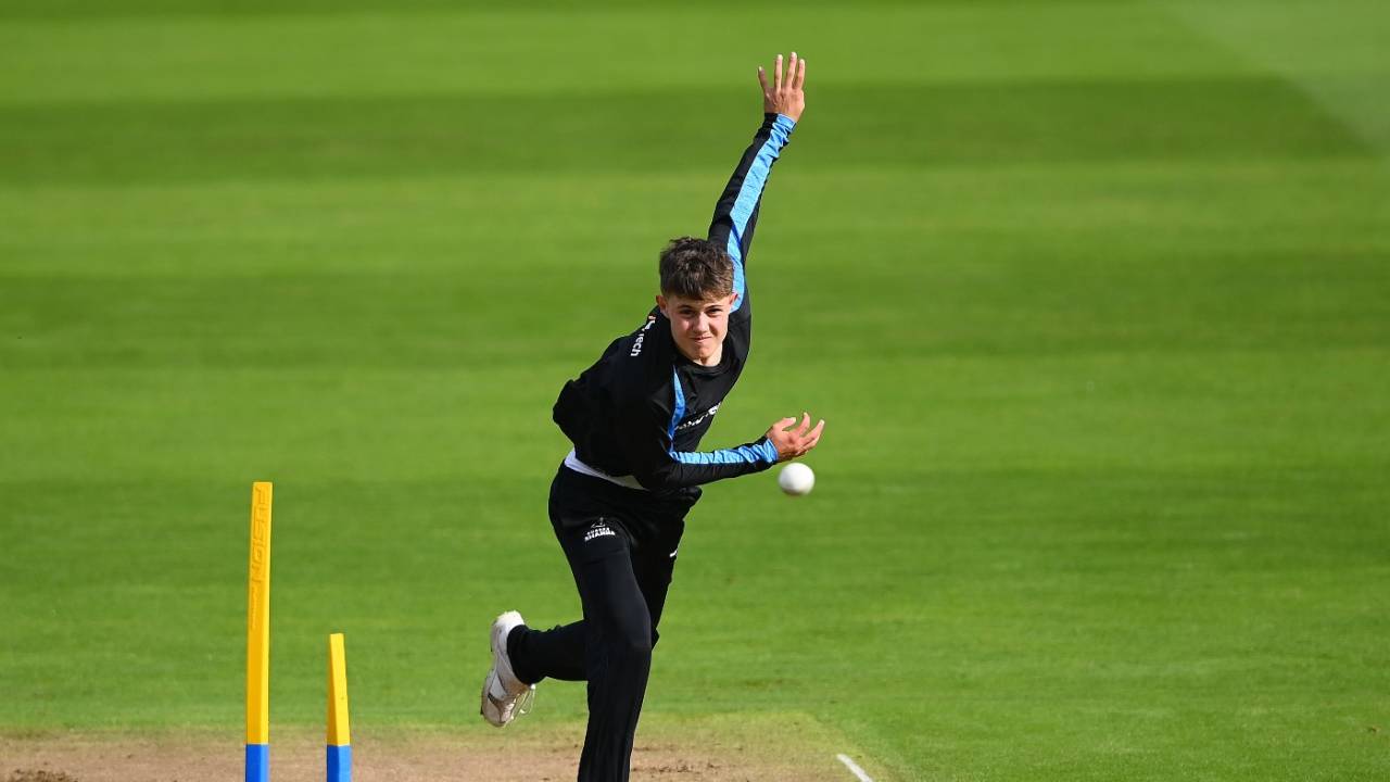 Archie Lenham of Sussex bowls during a net session ahead of Vitality T20 Blast Finals Day, Edgbaston, September 17, 2021