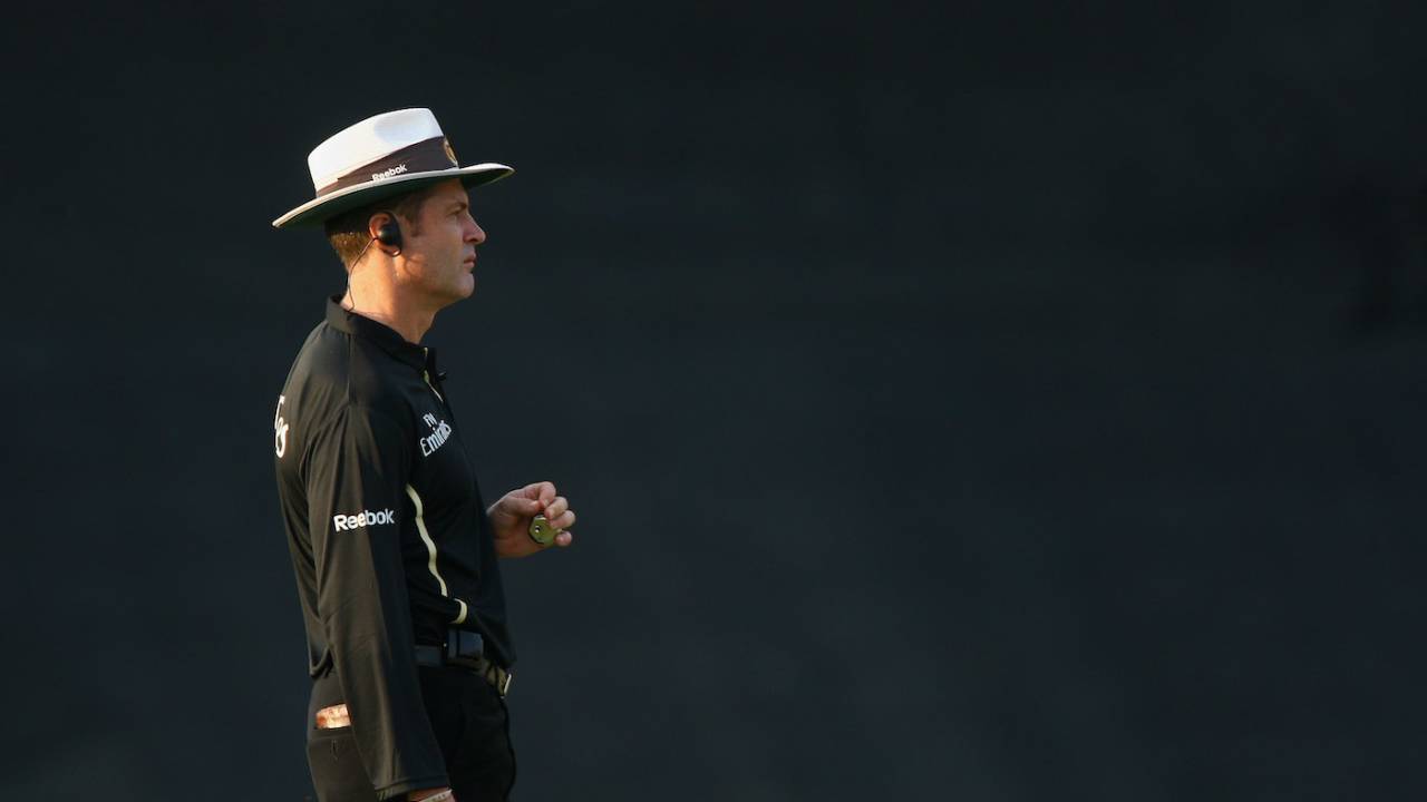 Simon Taufel officiates in the Champions Trophy