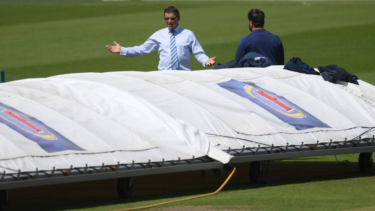Rob Andrew, Sussex's CEO, reacts as the first day at Hove is abandoned