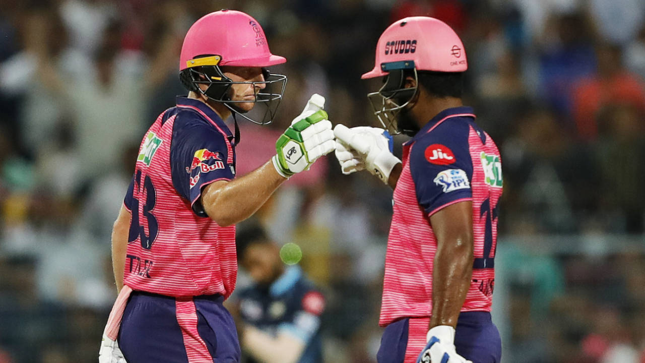 Jos Buttler and Sanju Samson put on a half-century stand for Rajasthan Royals, Gujarat Titans vs Rajasthan Royals, IPL 2022, Qualifier 1, Kolkata, May 24, 2022