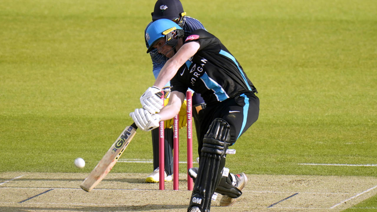 Jack Haynes hits inside-out over wide mid-off, Yorkshire vs Worcestershire, Vitality T20 Blast North Group, Headingley, May 25, 2022