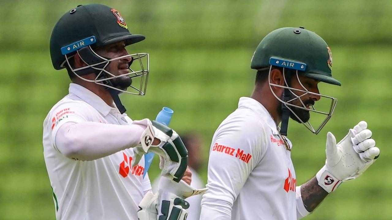 An unbeaten 96-run stand between Shakib Al Hasan and Litton Das gave Bangladesh a slender lead at lunch, Bangladesh vs Sri Lanka, 2nd Test, Mirpur, 5th day, May 27, 2022