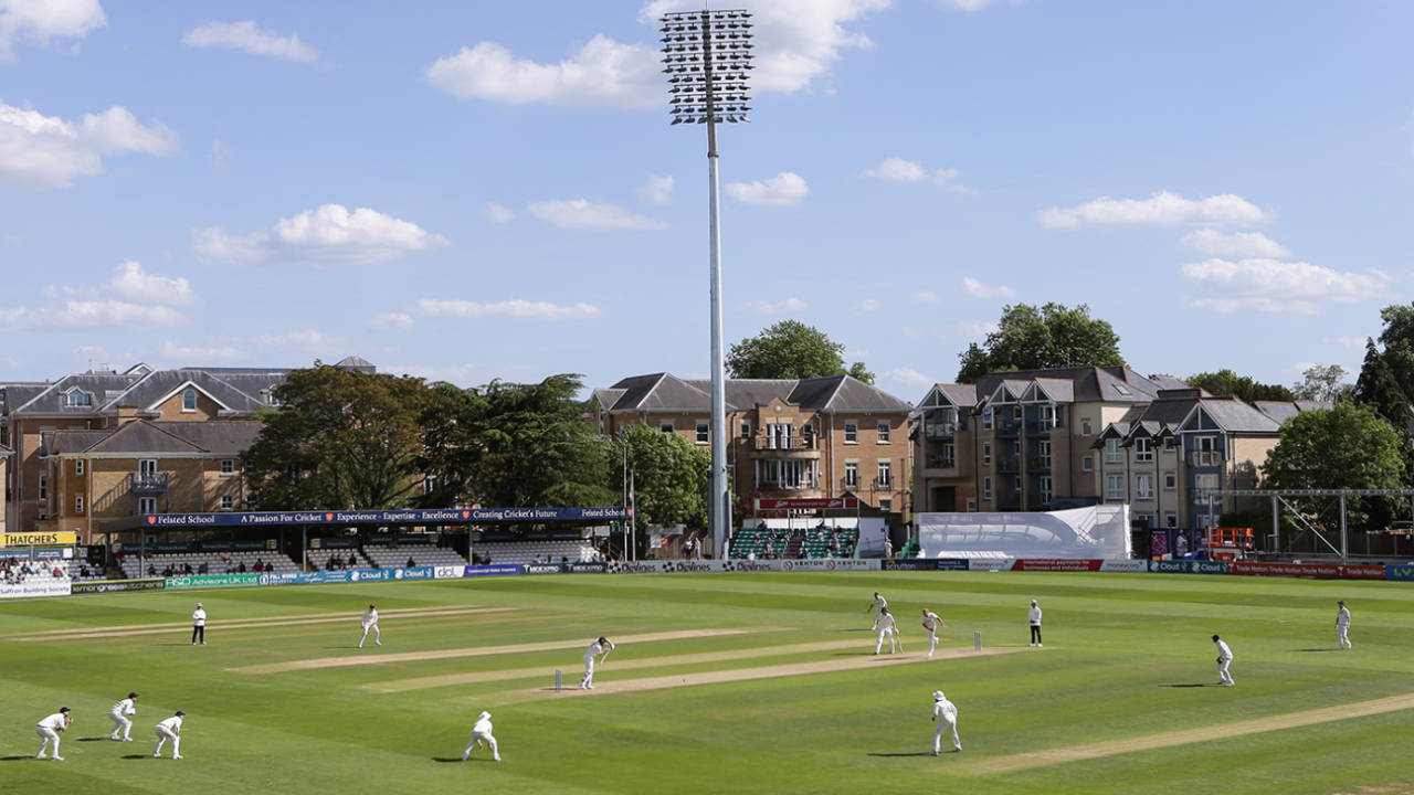 A general view of the action at the County Ground, FCC Select XI vs New Zealanders, Tour match, Chelmsford, 2nd day, May 27, 2022